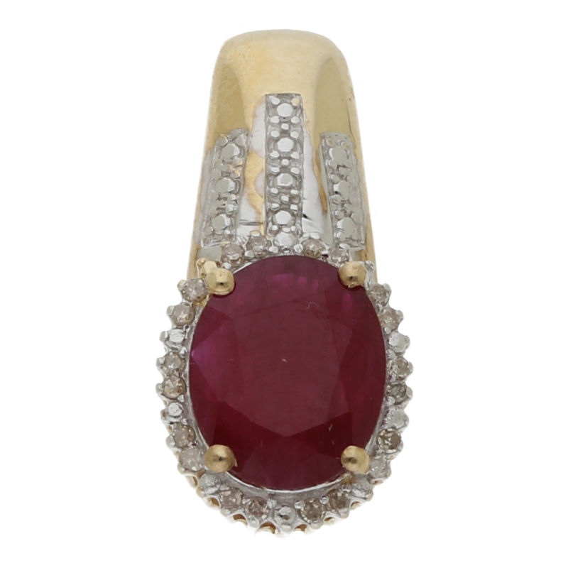 Rubin Diamant Anhänger 375/ 9 K Gold