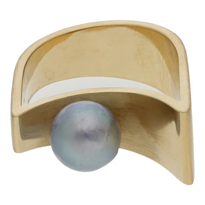 Tahiti Perl-Ring modernes Design Einzelstück 18K Gold