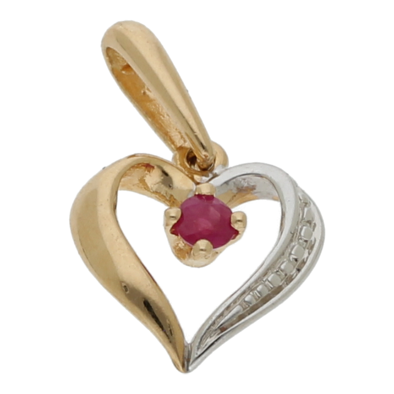 Rubin Herz Anhänger 750/ 18 K Gold