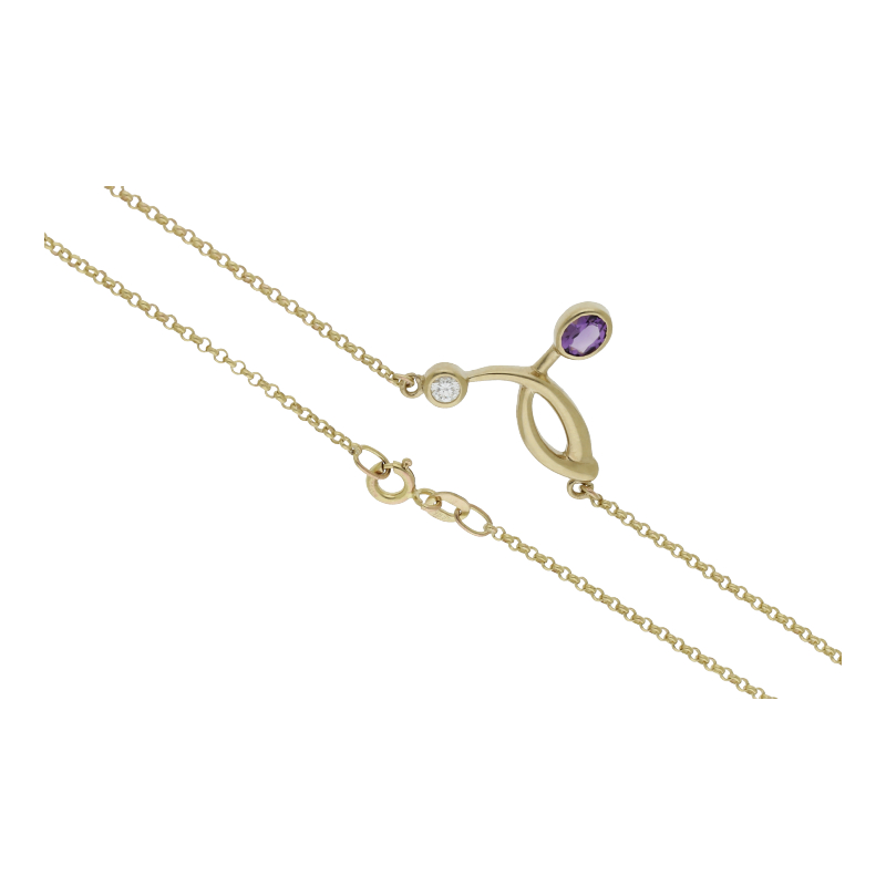 Farbsteincollier 333/8 K Gelbgold Zirkonia Länge 45 cm