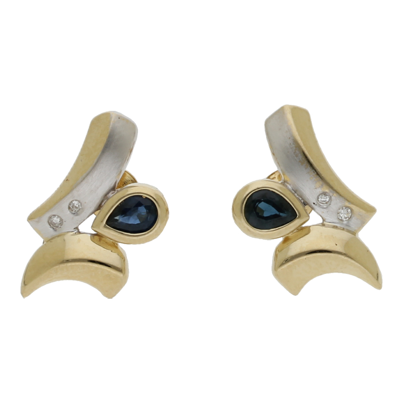 Saphir Diamant Ohrstecker 585/ 14 K Gold