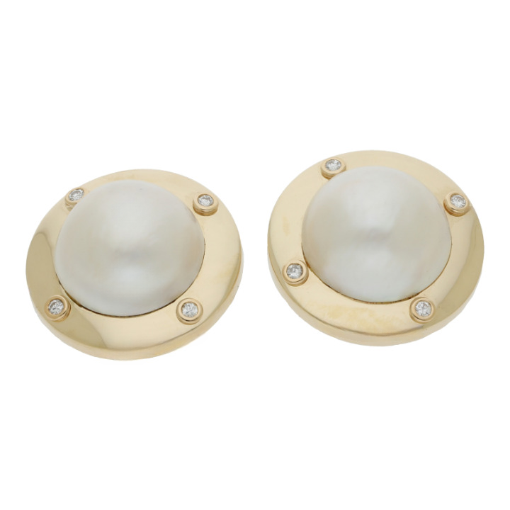 Große Mabeperl Ohrstecker m. Brillanten