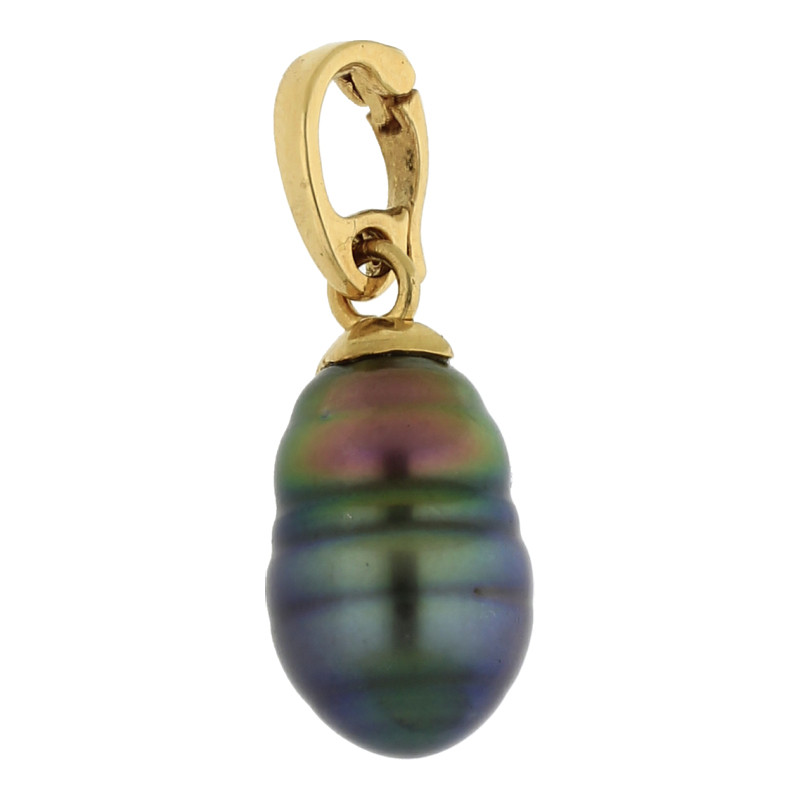 Farbsteinanhänger 750 /18 K Gelbgold Tahiti-Zuchtperle 10 mm29 mm lang