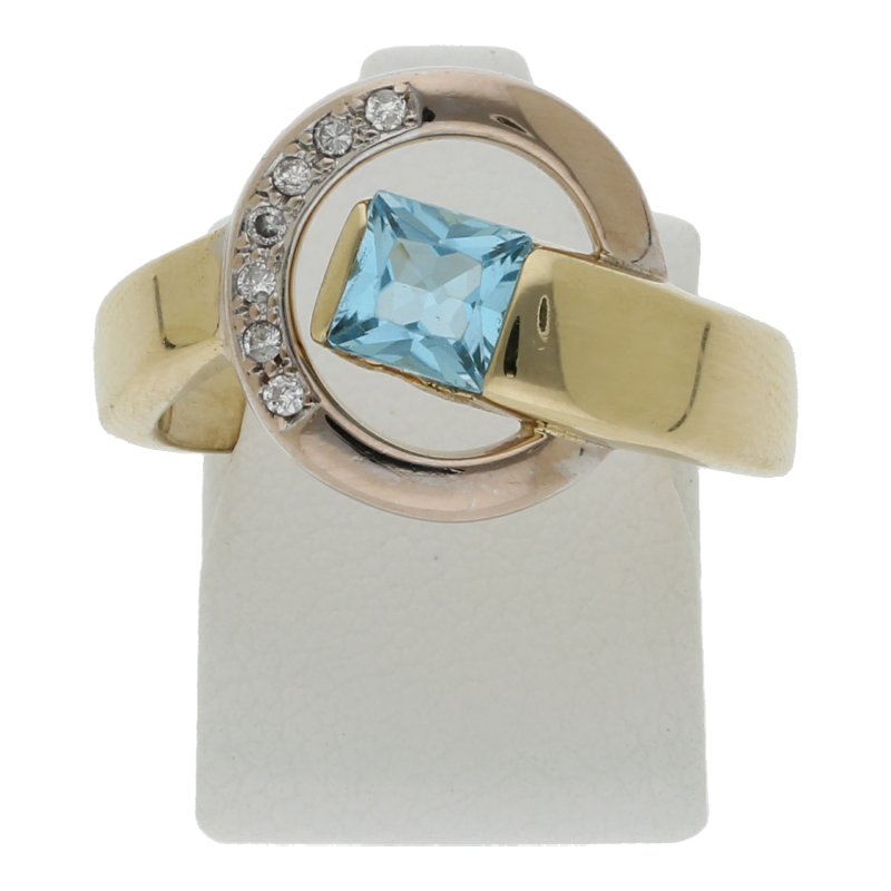 Blautopas Brillant Ring 585/ 14 K Gold