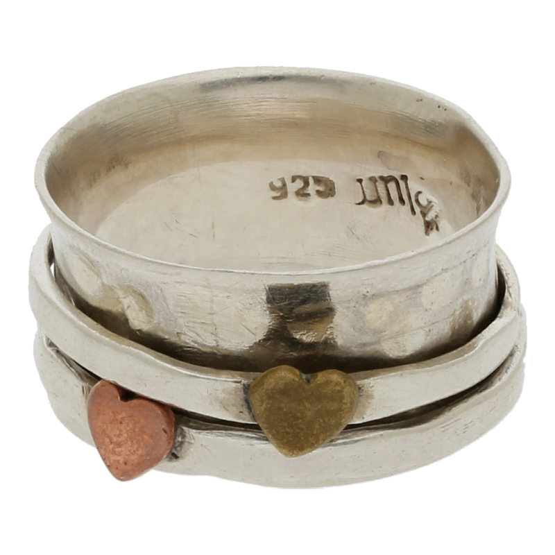 Ring mit zwei Herzen vergoldet Liebe 925 Silber