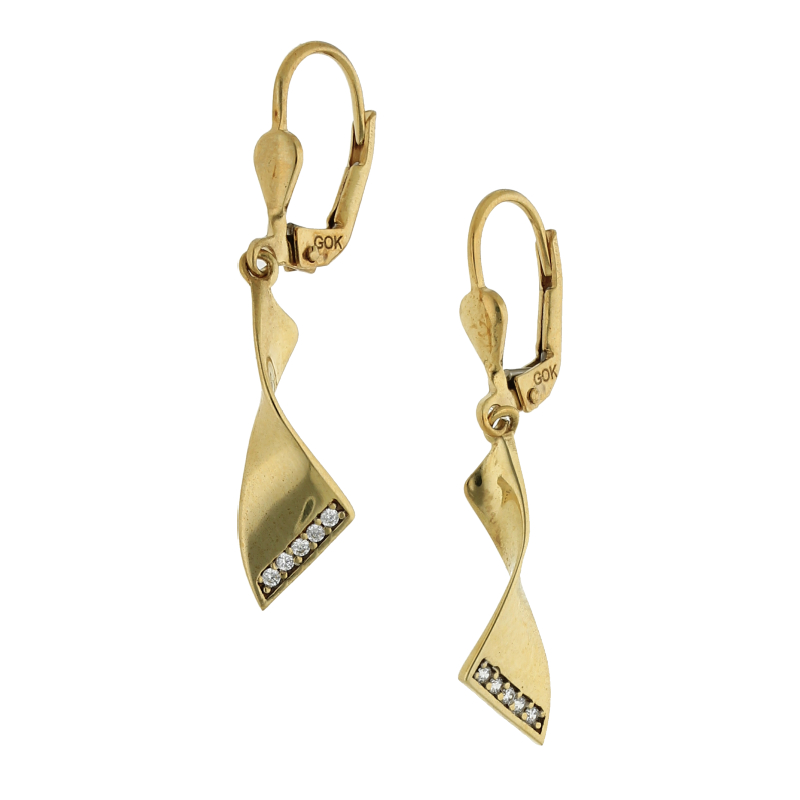 Farbsteinohrringe 585/14 K Gelbgold Zirkonia Ohrhänger 35 x 5 mm