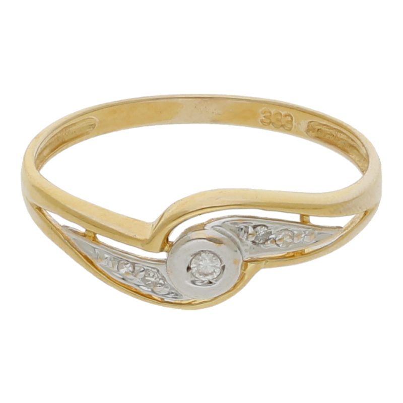 Diamantring 333/8 K Gelb-/Weißgold 5 Brillanten