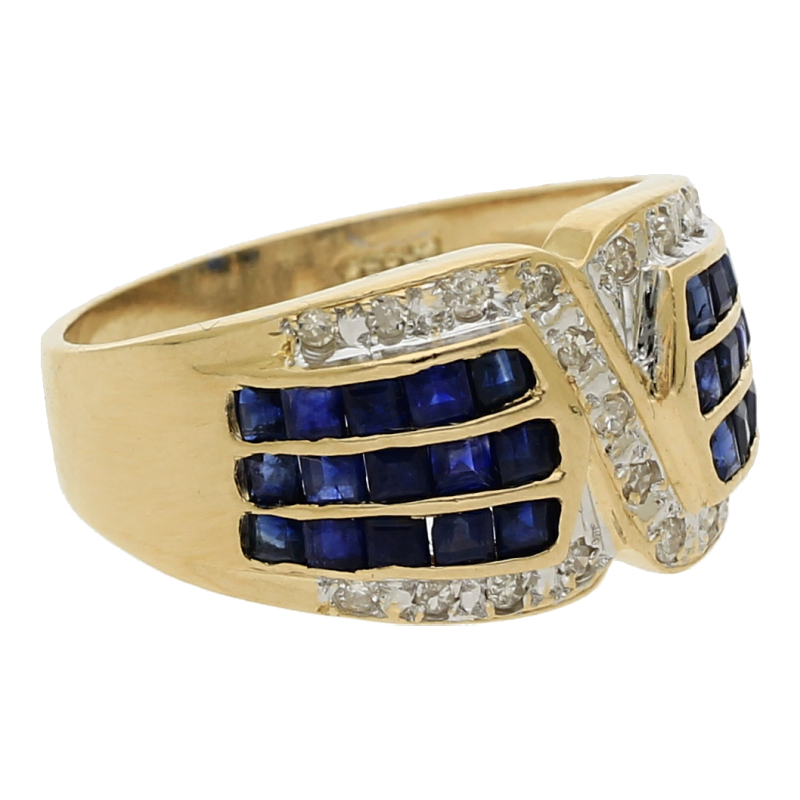 Diamant Saphir Ring 585/ 14 K Gold