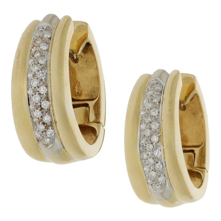 Diamantohrringe 750 /18 K Gelb-/Weißgold Brillant Breite 9,5 mm x 22,5 mm