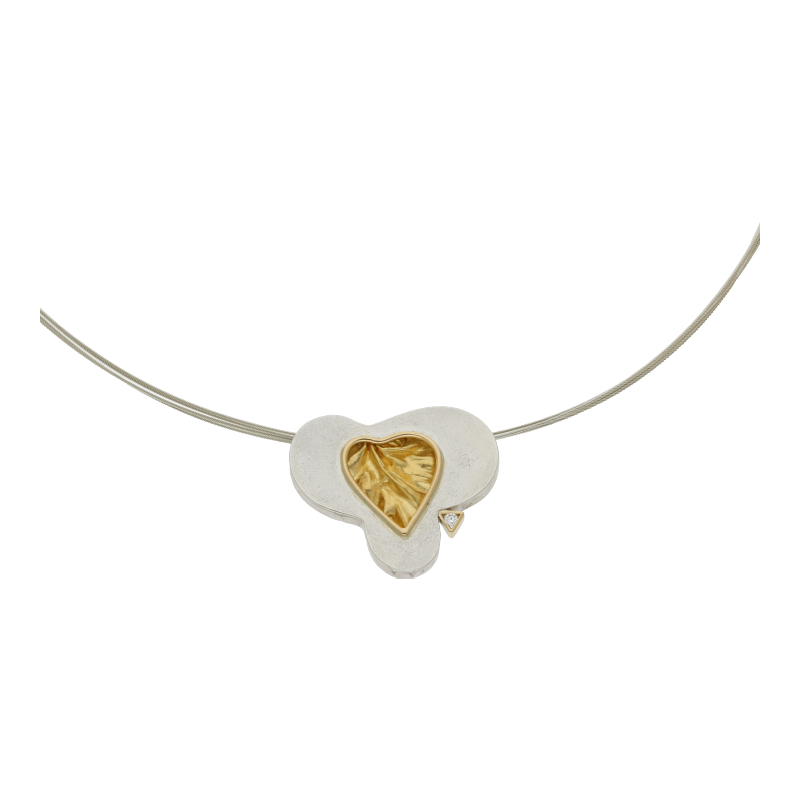 Brillant Silber Gold Anhänger mit Halsreif