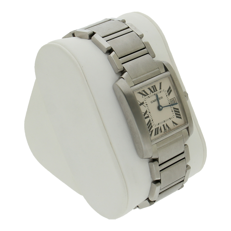 Cartier Tank Française W51011Q3 2000 Edelstahl Quarz Full Set neue Batterie