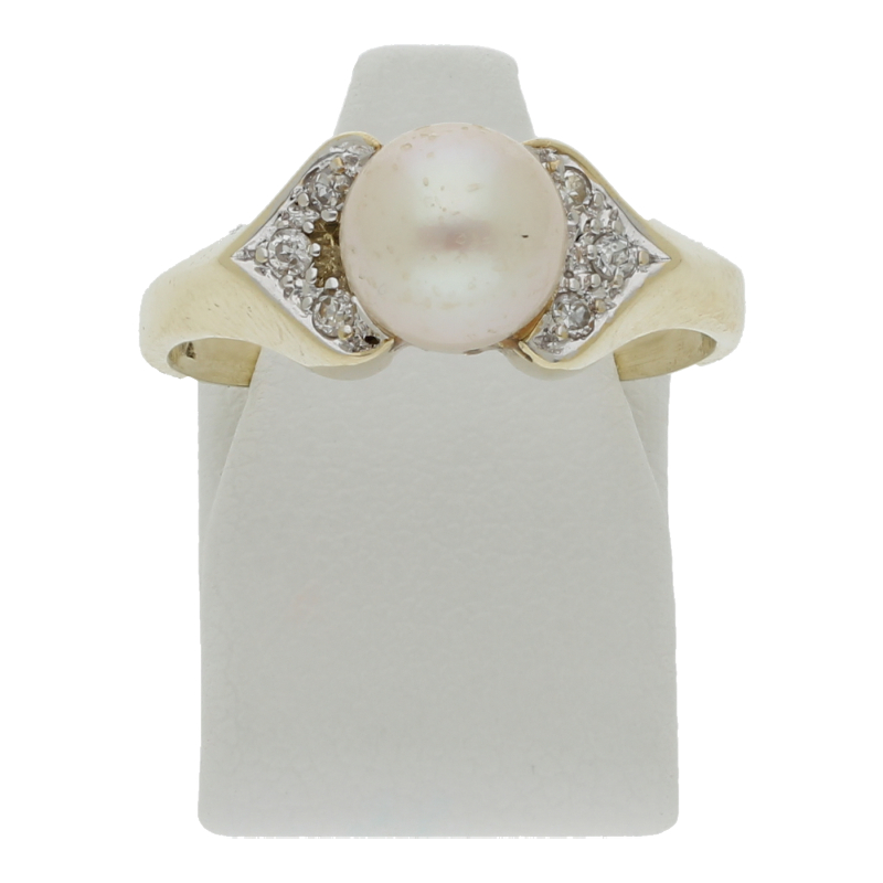 Zuchtperle Diamanten Ring 585/ 14 K Gold
