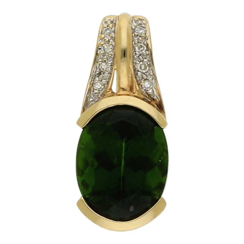 Anhänger/Clip grüner Tsavorith und Diamanten 14K/585