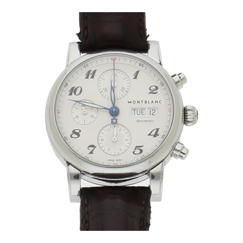 Montblanc Meisterstück Chronograph 7201 Automatik Stahl 39mm Weißes Zifferblatt