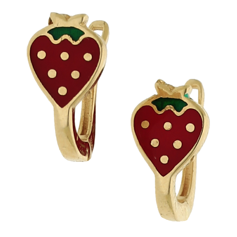 Kinder Ohrringe Erdbeere 14K/585 Gelbgold