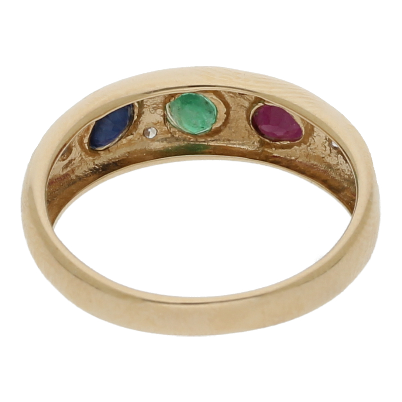 Rubin Saphir Smaragd Diamant Ring 585/ 14 K Gold