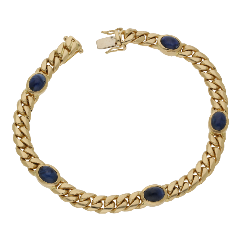 Panzerarmband massiv mit Saphiren,  19 cm