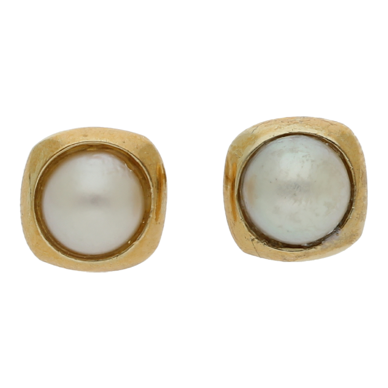 Farbsteinohrringe 585/14 K Gelbgold Zuchtperlen Ohrstecker