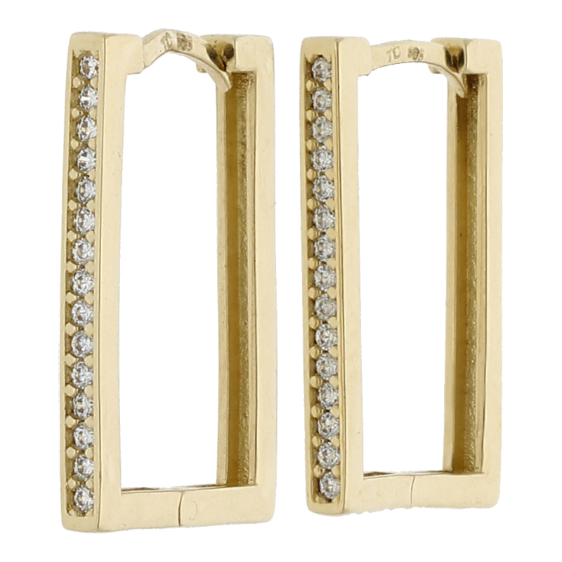 Creolen mit Zirkonia 585/14 K Gelbgold Länge 1,93 cm Breite 1,37 cm Stärkr 2 mm