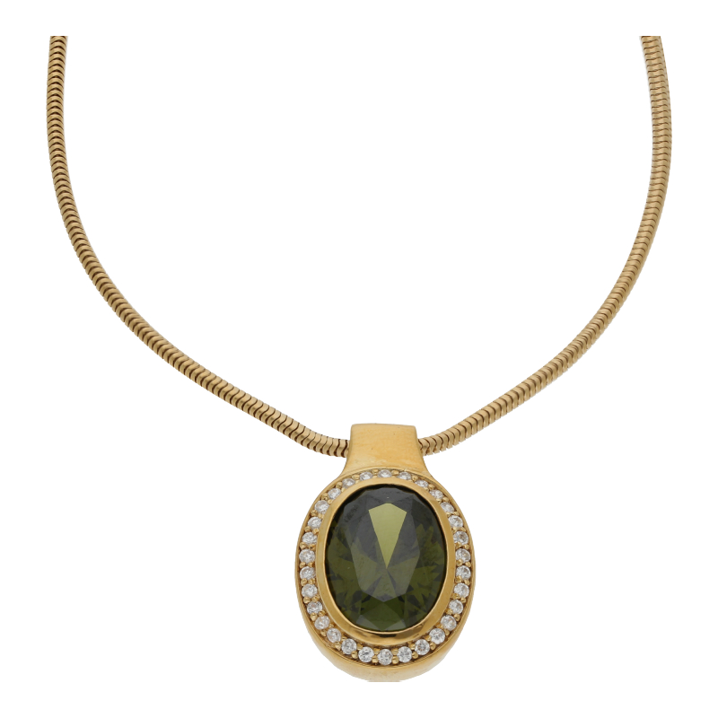 Collier mit grünem Farbstein