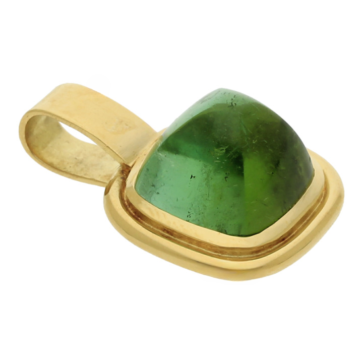 Cushion-Cabochon Turmalin Anhänger 750 Gold