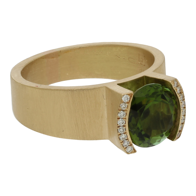 Ring Unikat Handarbeit mit Turmalin und Brillanten