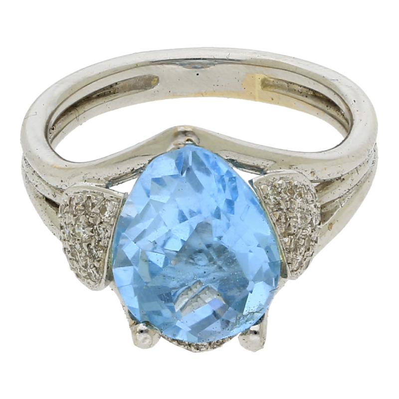 Blautopas Brillant Ring 750/ 18 K Gold