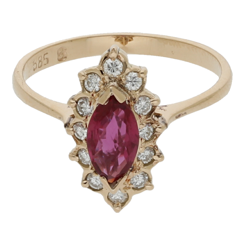 Rubin Brillant Ring 585/ 14 K Gold