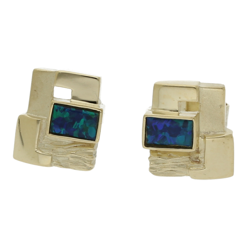 Farbsteinohrringe 585/14 K Gelbgold Opal