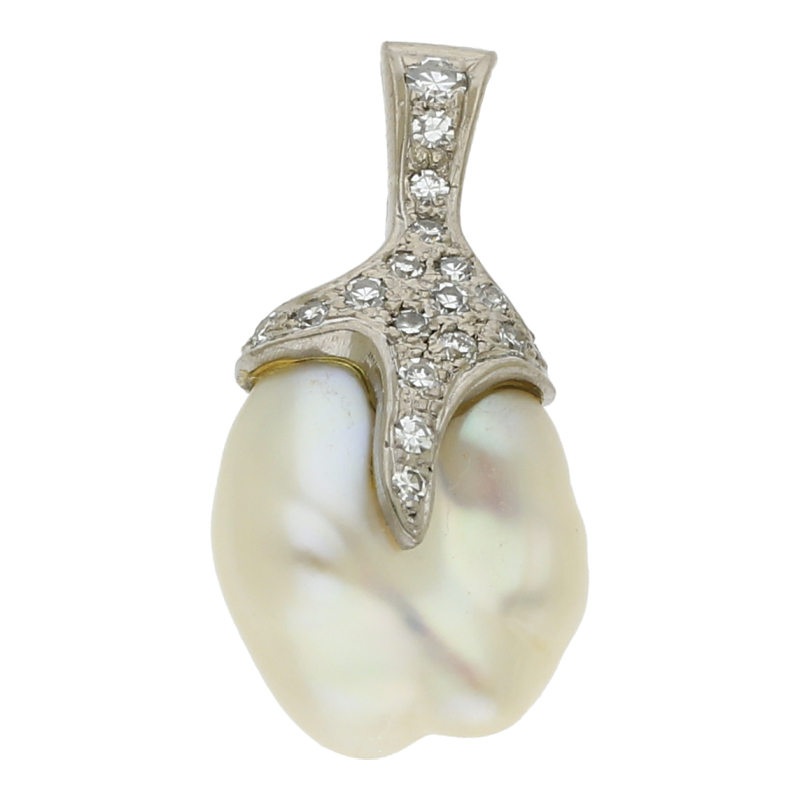 Süßwasserperle Diamant Anhänger 750/ 18 K Gold