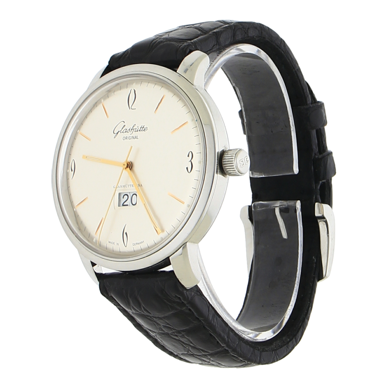 Glashütte Original Senator Sixties Panoramadatum 39-47-01-02-04 Edelstahl 42mm Automatik Full Set 2010