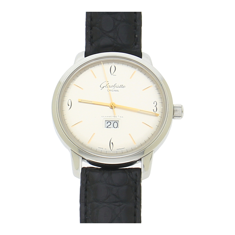 Glashütte Original Senator Sixties Panoramadatum 39-47-01-02-04 Edelstahl 42mm Automatik Full Set 2010