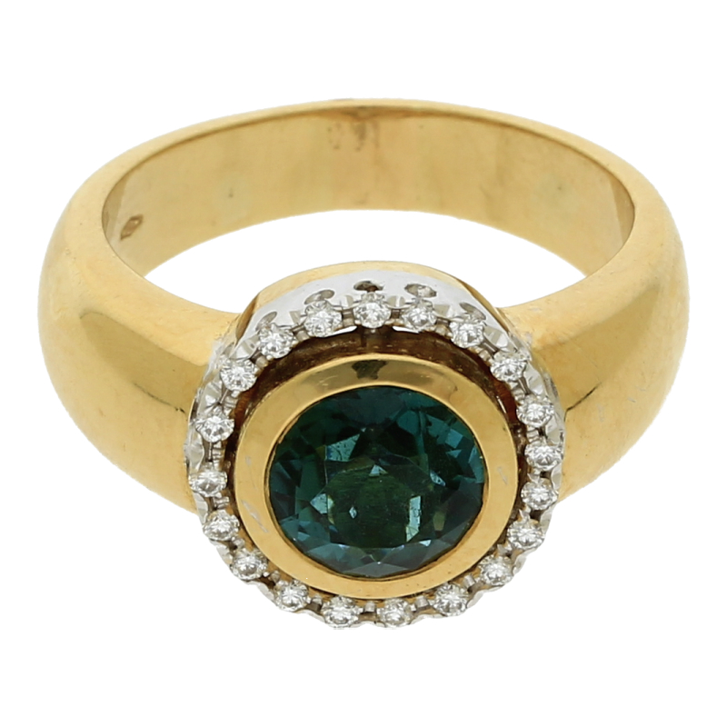 Diamantring mit grünem Turmalin/Gutachten ca. 4500€