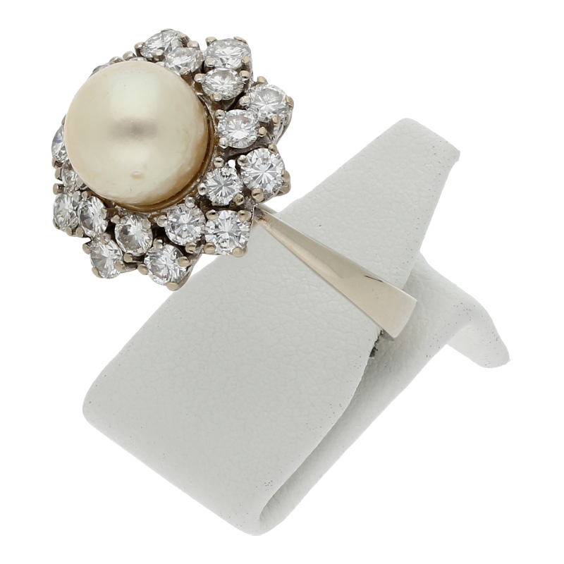 Zuchtperle Brillanten Ring 585/ 14 K Gold