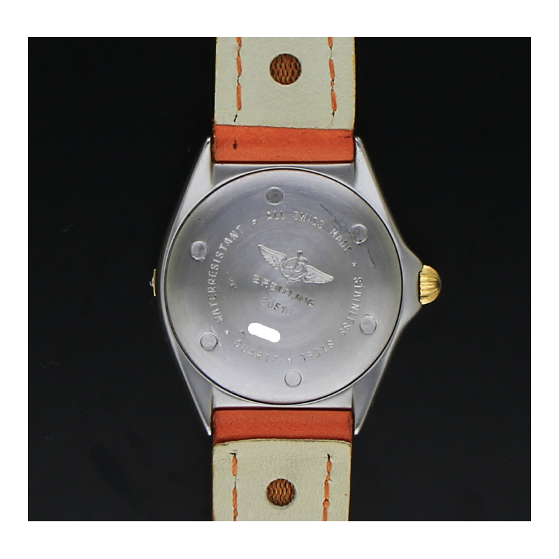 Breitling Callisto 80510 Quarz Stahl Gold Reiter orange Lederband
