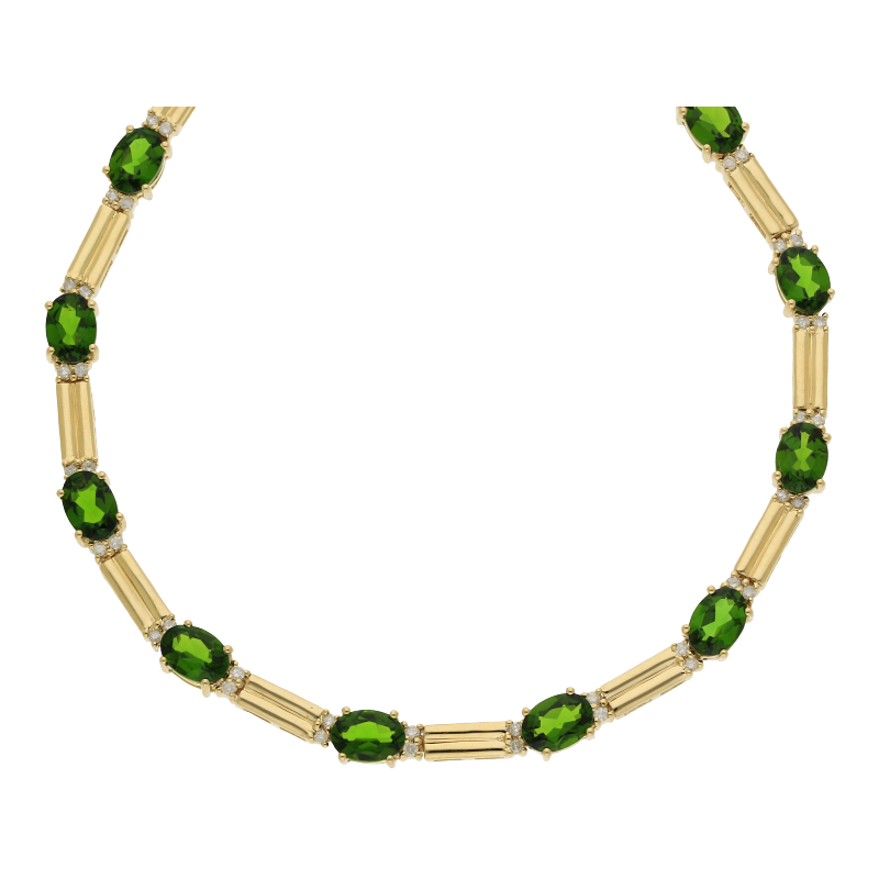 Chromdiopsid Diamant Collier 585 Gold