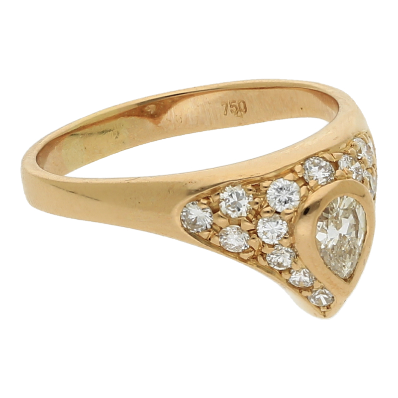 Diamantring 750 /18 K Gelbgold Brillant ca. 0,75ct.  (H) Weiß (Si) Kleine Einschlüsse