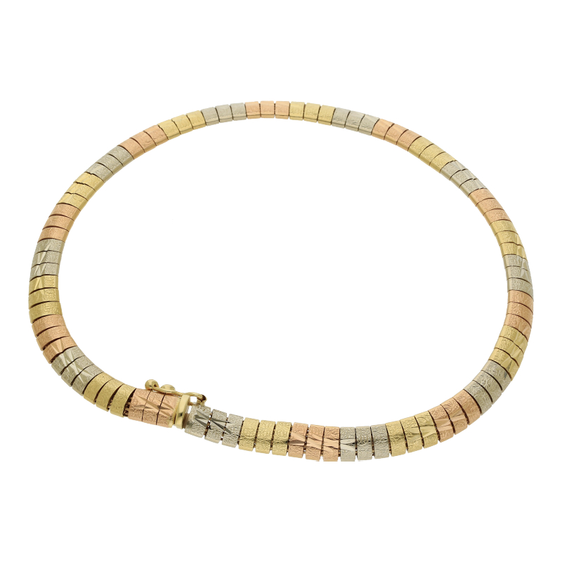 Armband Tricolor 20,5 cm Länge 585/ 14 K