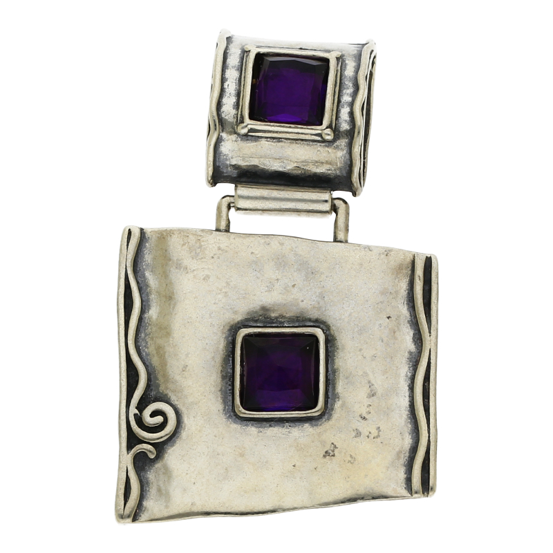 Farbsteinanhänger 925 Silber Amethyst Maße 40,9 x 25,5 mm