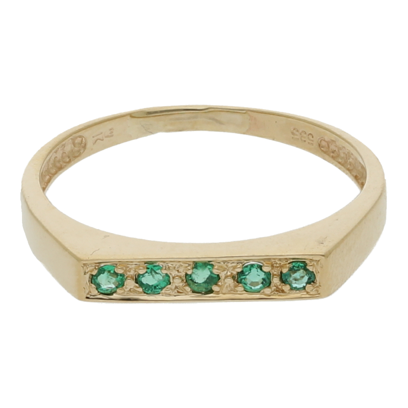 Farbsteinring 585/14 K Gelbgold Smaragd Memoire Weite 58