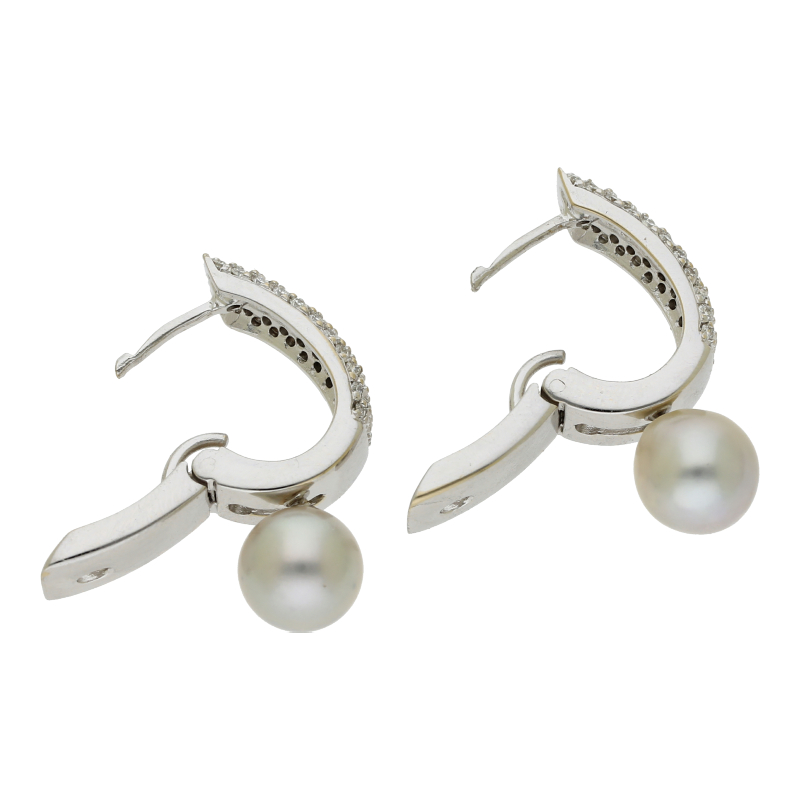 Perl Creolen mit Brillant 18K/750 Weißgold/NP ca. 2900.-