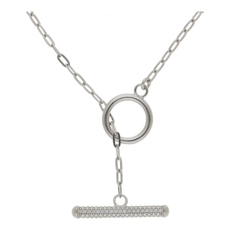Halskette mit Knebelverschluss 925 Silber Zirkonia