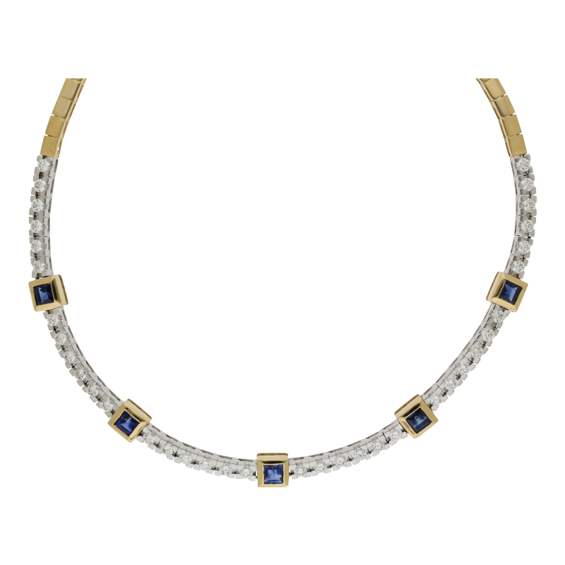 Saphir Brillant Collier 750/ 18 K Gold
