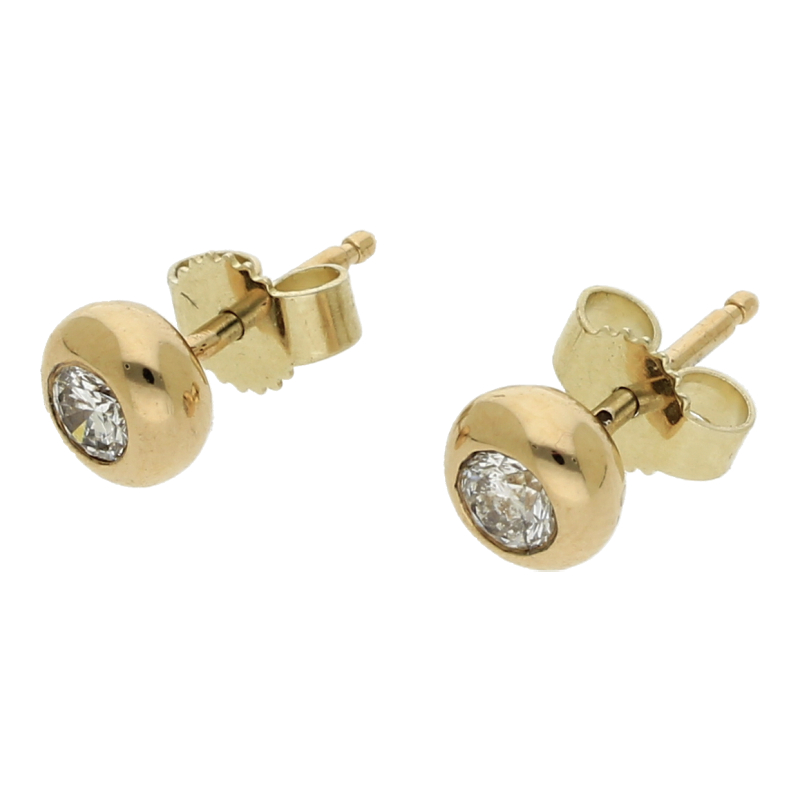 Diamantohrringe 585/14 K Gelbgold Ohrstecker Brillant ca. 0,20ct.  (I-J) Leicht getöntes Weiß (P1) Deutliche Einschlüsse