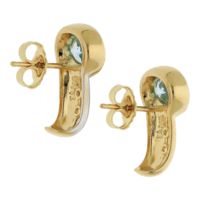 Blautopas Diamanten Ohrstecker 585/ 14 K Gold