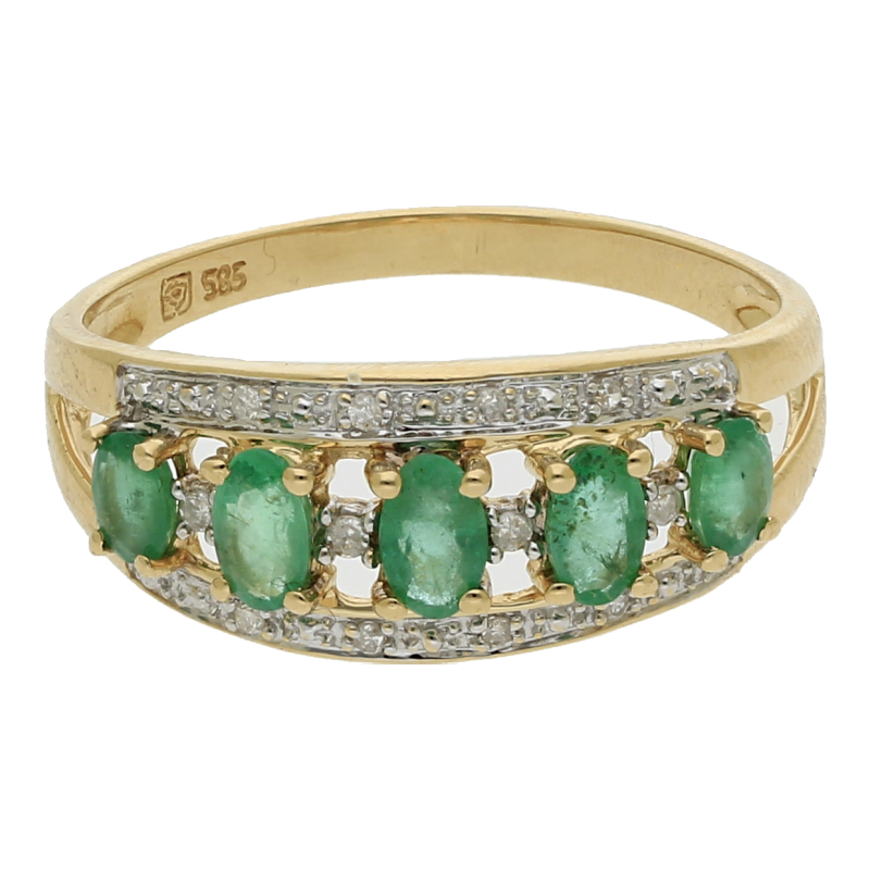 Smaragd Diamant Ring 585/ 14 K Gold
