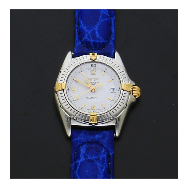 Breitling Callistino B52045.1 Quarz Damenuhr Revision 08/2026 blaues Lederband