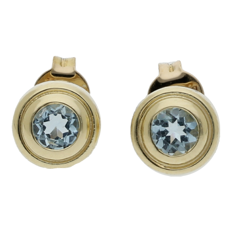 Blautopas Ohrstecker 585/ 14 K Gold