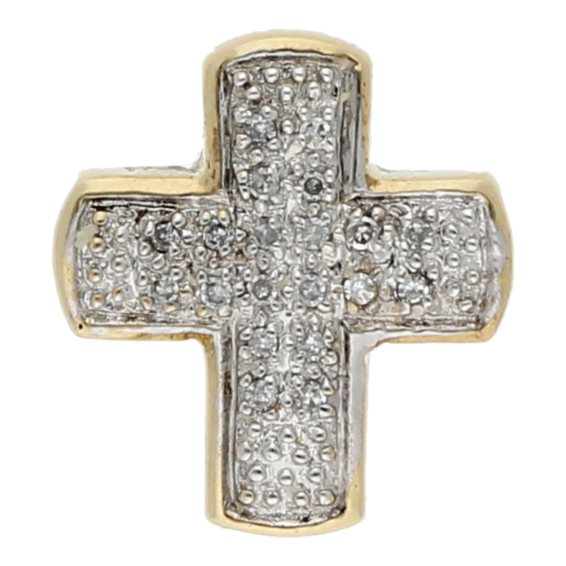 Diamant Kreuz Anhänger 333/ 8 K Gelbgold