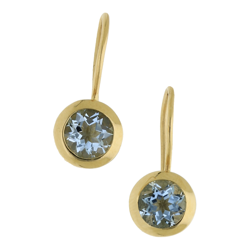 Blautopas Ohrhänger 585/ 14 K Gold